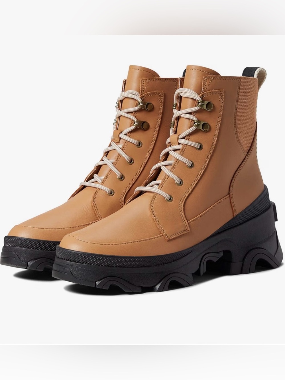 Sorel Brex Waterproof Lace-Up Boots Snow Rain Womenโs Size 7 Tan/Black